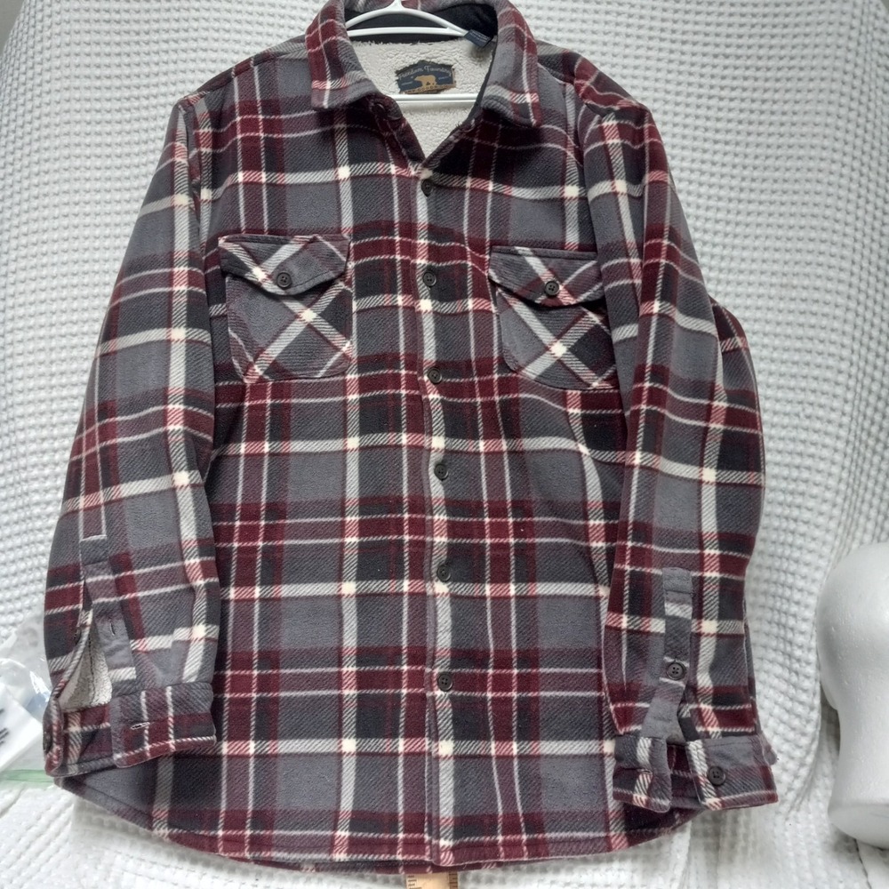 Freedom Foundry Sherpa Lined Flannel Shirt Jacket Mens XXL Plaid gray outdoors